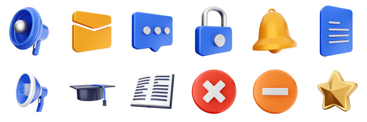 3d user interface icon set bundle illustration