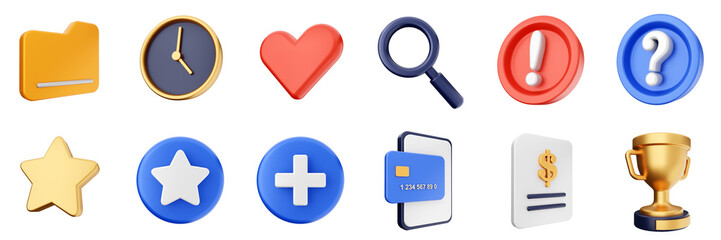 3d user interface icon set bundle illustration