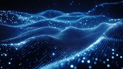 Dazzling abstract landscape of glowing digital dots evokes a sense of innovation