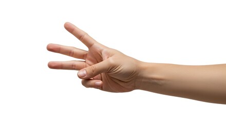 Hand Showing Three Fingers Gesture for Number or Counting, Communication isolated on white background