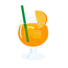 グラスに入ったオレンジジュースのイラスト