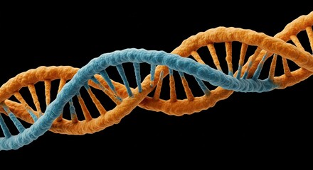 3D Illustration of DNA Double Helix Molecule Genetic Code Isolated on Black Background for Research