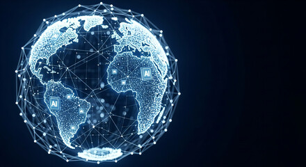 Obraz premium technology Global AI Network Neural Connectivity Around the World