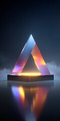 Fototapeta premium Holographic Pyramid Abstract 3D Glass Triangle Background