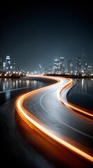 Fototapeta premium Futuristic City Nightscape Abstract Speed Lines on Highway