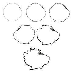 Cloud bubble shapes. Circular vector form. Sketch speech symbol. Hand drawn outline.