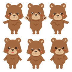 指さしをするクマのキャラクターイラストセット