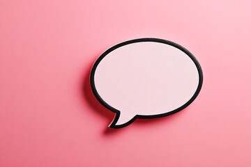 Blank Pink Speech Bubble on Pastel Background: Communication Concept with Copy Space for Text and Messaging
