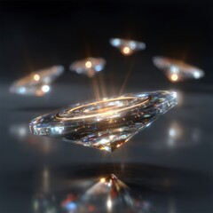 Abstract 3D Background  Sparkling Glass Diamonds  Geometric Shapes  Iridescent Light