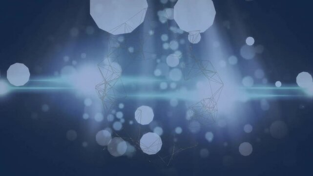 Opening bg releasing dots, sphere emerging via scanning beam, wireframe forms appearing then fading