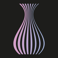 Elegant vase shape. Striped ornament vessel. Stylized decorative object. Gradient vector illustration.