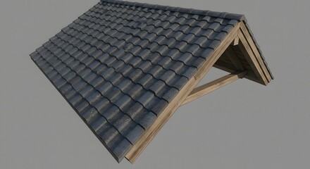 Roof with Tile Construction and Wood Frame