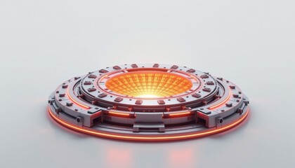 Obraz premium Futuristic design, a technological wonder, with its vibrant orange glow