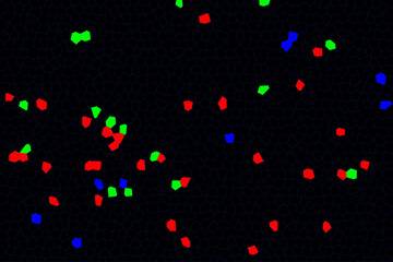 "A dynamic abstract background with vibrant red, yellow, and green brush strokes blending seamlessly on a matte black base."

