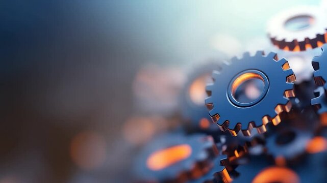 Interlocking gears machine technology mechanical engineering abstract 3 d render