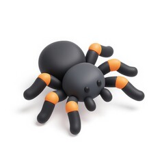 3D Render of a Cute Cartoon Spider with Black and Orange Legs