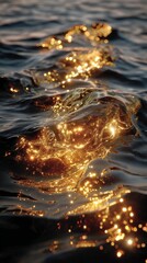 Golden Water Waves  Luxury Texture Background  Ocean Surface