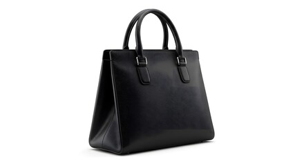 Naklejka premium Elegant Black Leather Handbag Isolated on White Style and Sophistication in a Classic Accessory
