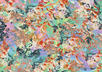 Bright chaotic floral motifs for textiles or fabrics. Fantastic autumn colors for  fashion trends, business concepts, covers, scrapbooking, interior solutions, tiles, prints, posters, etc. Vector