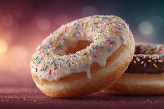 Delicious Sprinkled Donuts  National Donut Day  Sweet Treat  Bakery  Food Photography