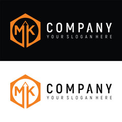 letter MK financial concept logo design vector template