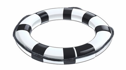 A life preserver with black and white stripes.