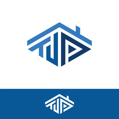 letter TJP home concept logo design vector template