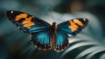 Fototapeta premium Stunning Blue Butterfly Closeup Nature Insect Wings Macro Photography