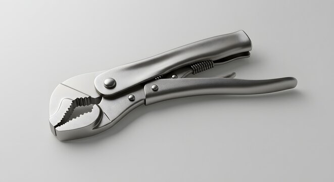 Fototapeta Professional Locking Pliers, Silver Metal Grip Tool, 3D Render