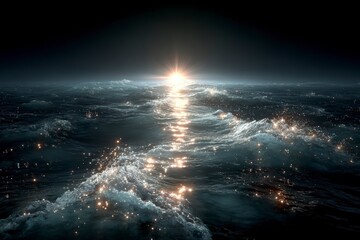 Dramatic Ocean Sunset  Cinematic Seascape with Sparkling Waves