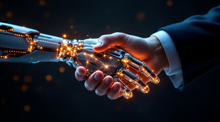 Human and Robot Handshake A Futuristic Collaboration and Technological Advancement Concept