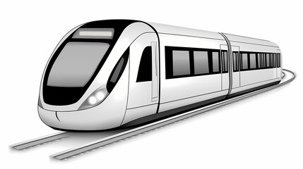 Modern light rail vehicle on tracks.