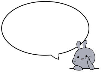 Speech bubble with illustration of a Rabbit resting its cheek on its hand