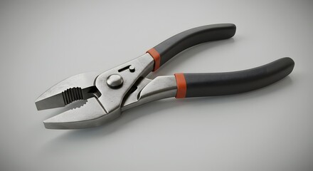 Professional Slip Joint Pliers with Black and Orange Handles - 3D Render © ekam