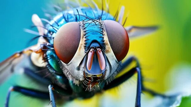 Close up macro portrait of a fly insect.