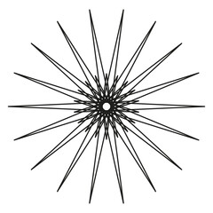 Obraz premium Radial ray icon. Outward burst symbol. Black star design. Vector shape.