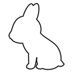 お座りした横向きのウサギの線画