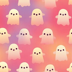 Whimsical Ghost Patterns Digital Art Colorful Background Playful Vibe Creative Perspective