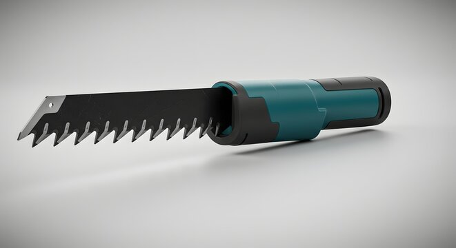 Fototapeta Reciprocating Saw: Teal and Black Power Tool 3D Render