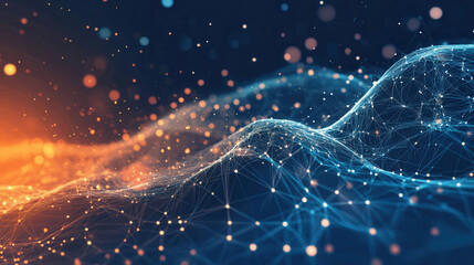  Futuristic data flowing across digital landscape creating abstract waves