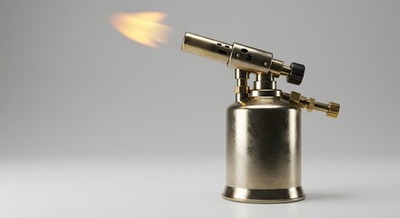 Vintage Brass Blowtorch with Flame - High-Quality 3D Render