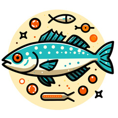 fish vector flat, isolated with white transparant background