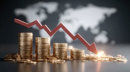 Global Economic Downturn: Visual Representation of Decreasing Currency Value and Financial Crisis Impacting Worldwide Markets