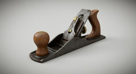 Vintage Wood Hand Plane, Antique Carpenter Tool, 3D Render