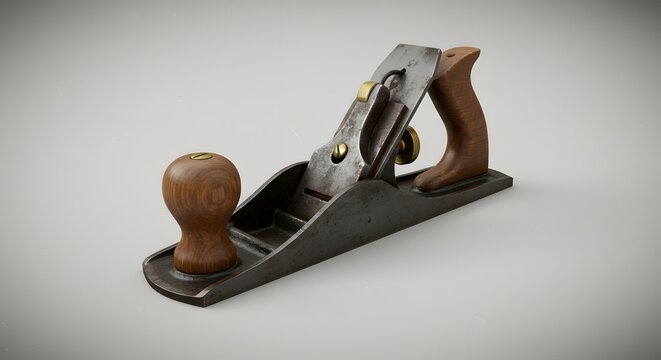 Fototapeta Vintage Wood Hand Plane, Antique Carpenter Tool, 3D Render