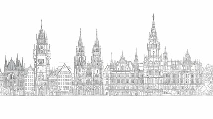 Fototapeta premium Architectural sketch of a city skyline.