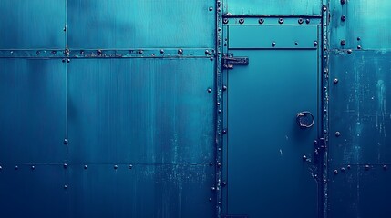 Intricate Industrial Door and Wall Details in Deep Blue Tones