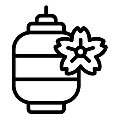 festival lantern outline icon with sakura for obon celebration