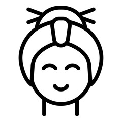 geisha outline icon with hair bun for cultural japanese festival