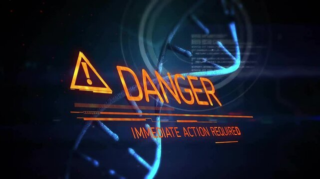 Helix rotating in interface sliding bars morphing into pulsing DANGER demanding immediate action